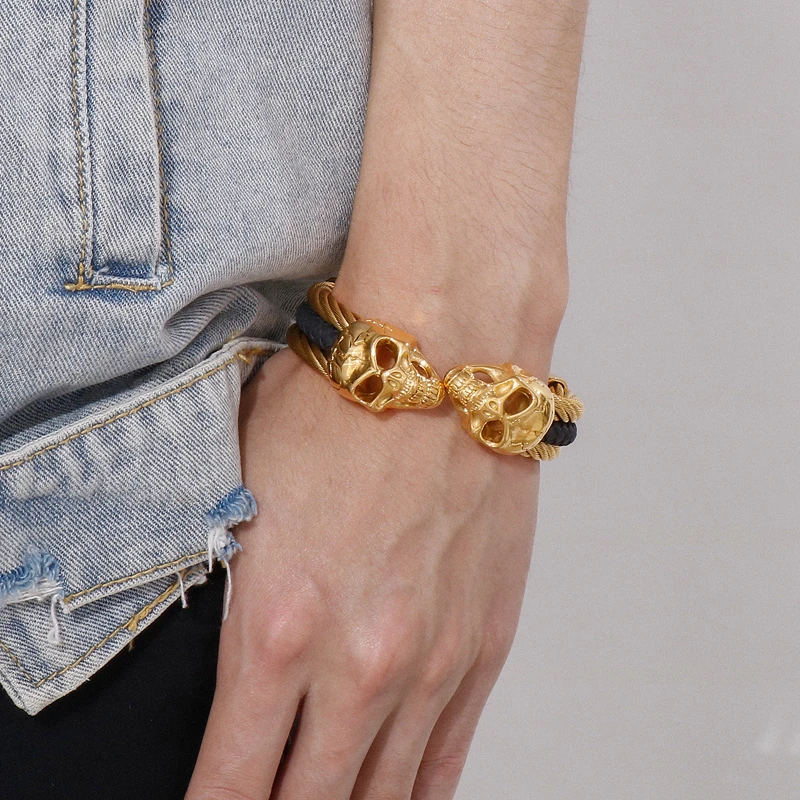 Punk Skull Stainless Steel Plating Bangle 5 Punk Skull Stainless Steel Plating Bangle - Image 5