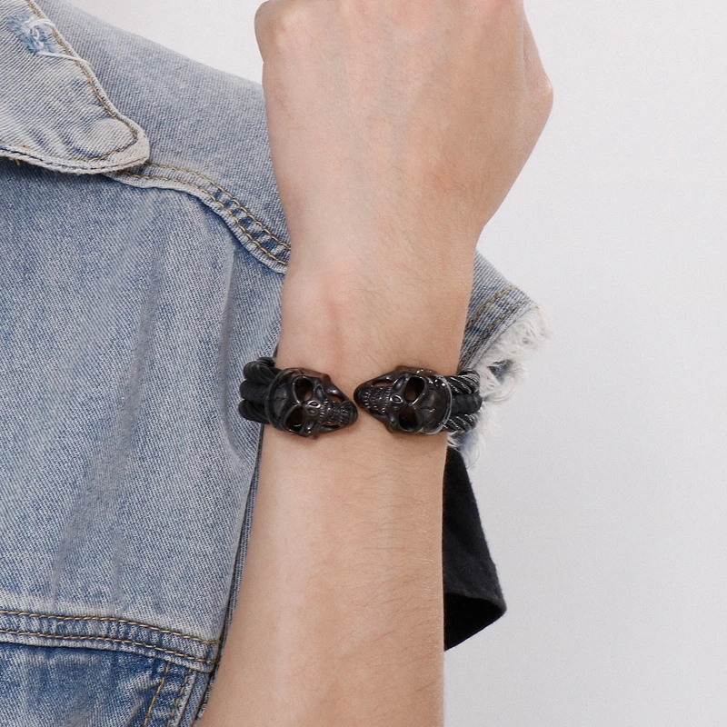 Punk Skull Stainless Steel Plating Bangle 3 Punk Skull Stainless Steel Plating Bangle - Image 3