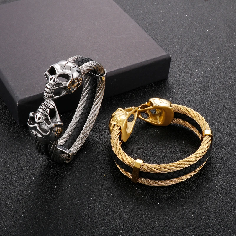 Punk Skull Stainless Steel Plating Bangle 6 Punk Skull Stainless Steel Plating Bangle - Image 6
