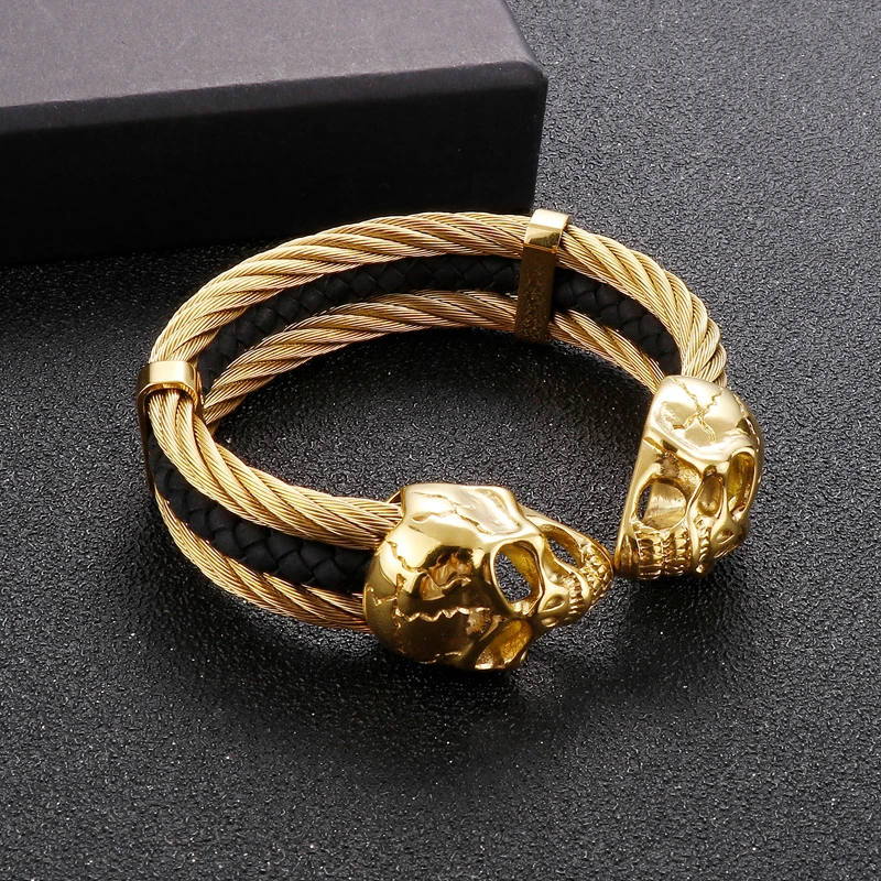 Punk Skull Stainless Steel Plating Bangle 9 Punk Skull Stainless Steel Plating Bangle - Image 9