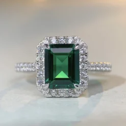 Fashion Square Sterling Silver Plating Inlay Artificial Diamond Rings 1 Piece