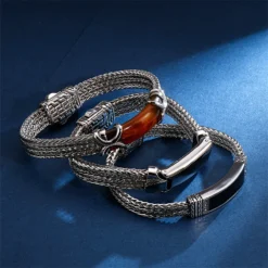 Hip-Hop Geometric Stripe Stainless Steel Bracelets 1 Piece