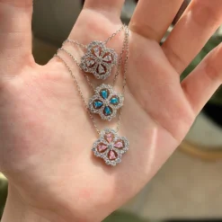 Fashion Four Leaf Clover Sterling Silver Plating Inlay Zircon Pendant Necklace 1 Piece -Deals Glis Jewel Store 1597782159739981825 1