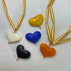 Fashion Heart Shape Glass Titanium Steel Plating Pendant Necklace 1 Piece -Deals Glis Jewel Store 1598151786168979456 1