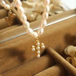 Elegant Cross Pearl Titanium Steel Plating Artificial Pearls Pendant Necklace -Deals Glis Jewel Store 1598564254036922368