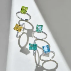 Luxurious Square Sterling Silver Plating Artificial Diamond Rings