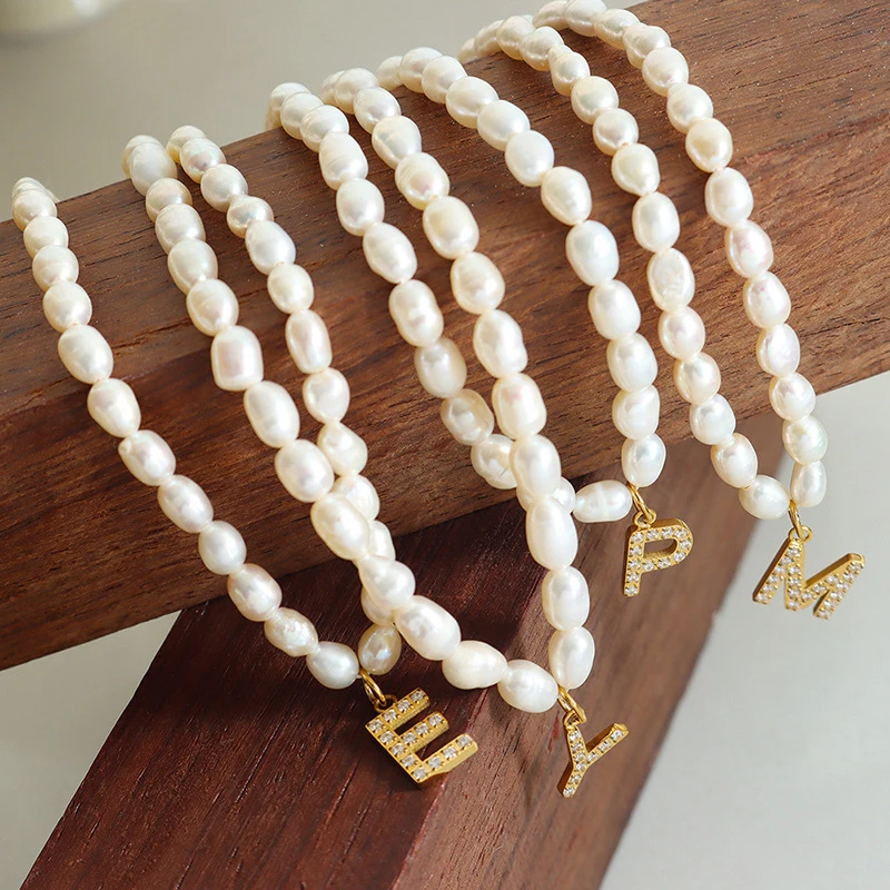 Elegant Letter Pearl Titanium Steel Plating Zircon Necklace 2 Elegant Letter Pearl Titanium Steel Plating Zircon Necklace - Image 2