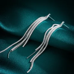 Fashion Tassel Sterling Silver Inlay Zircon Drop Earrings 1 Pair 9 Fashion Tassel Sterling Silver Inlay Zircon Drop Earrings 1 Pair -Deals Glis Jewel Store 1603686863552516096