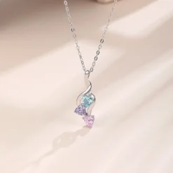 Elegant Geometric Sterling Silver Plating Zircon Pendant Necklace