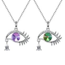 1 Piece Simple Style Eye Sterling Silver Plating Austrian Crystal Pendant Necklace