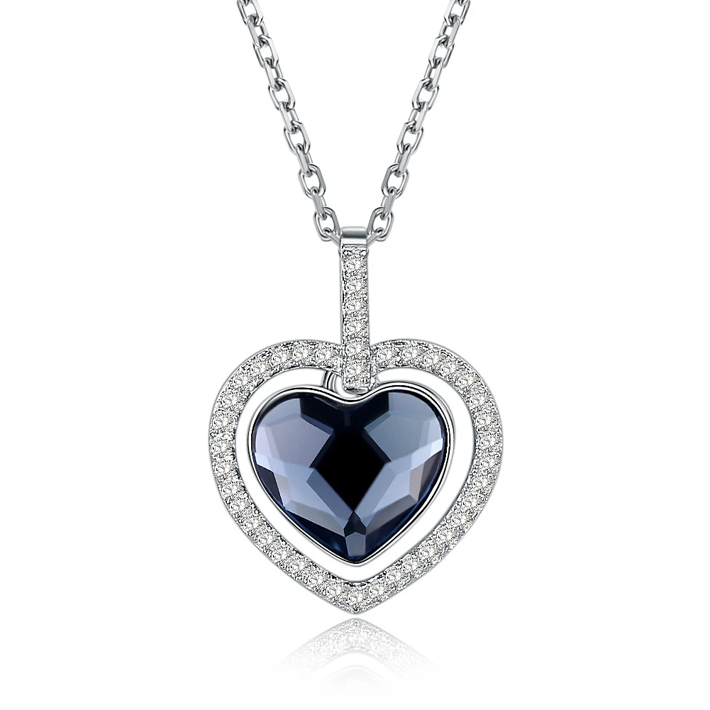 Simple Style Heart Shape Sterling Silver Plating Zircon Pendant Necklace 1 Piece 2 Simple Style Heart Shape Sterling Silver Plating Zircon Pendant Necklace 1 Piece - Image 2