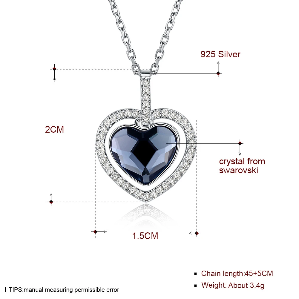 Simple Style Heart Shape Sterling Silver Plating Zircon Pendant Necklace 1 Piece 3 Simple Style Heart Shape Sterling Silver Plating Zircon Pendant Necklace 1 Piece - Image 3