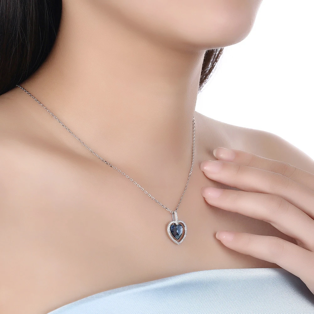 Simple Style Heart Shape Sterling Silver Plating Zircon Pendant Necklace 1 Piece 4 Simple Style Heart Shape Sterling Silver Plating Zircon Pendant Necklace 1 Piece - Image 4