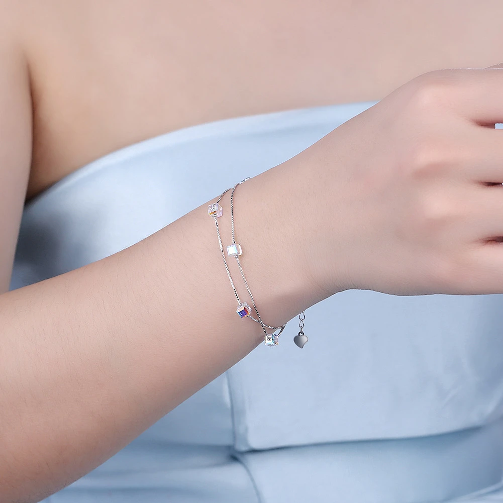 Simple Style Square Sterling Silver Plating Artificial Crystal Bracelets 5 Simple Style Square Sterling Silver Plating Artificial Crystal Bracelets - Image 5