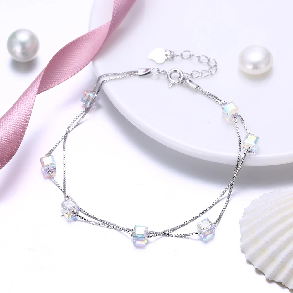 Simple Style Square Sterling Silver Plating Artificial Crystal Bracelets 4 Simple Style Square Sterling Silver Plating Artificial Crystal Bracelets - Image 4