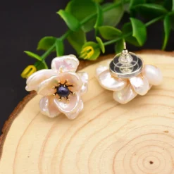Retro Flower Pearl Plating Inlay Pearl Ear Studs 1 Pair -Deals Glis Jewel Store 1608710797406638080