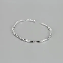 Simple Style Geometric Sterling Silver Polishing Bangle 1 Piece