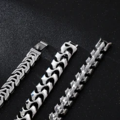 Hip-Hop Geometric Titanium Steel Plating Bracelets 1 Piece 12 Hip-Hop Geometric Titanium Steel Plating Bracelets 1 Piece -Deals Glis Jewel Store 1610902030258409472