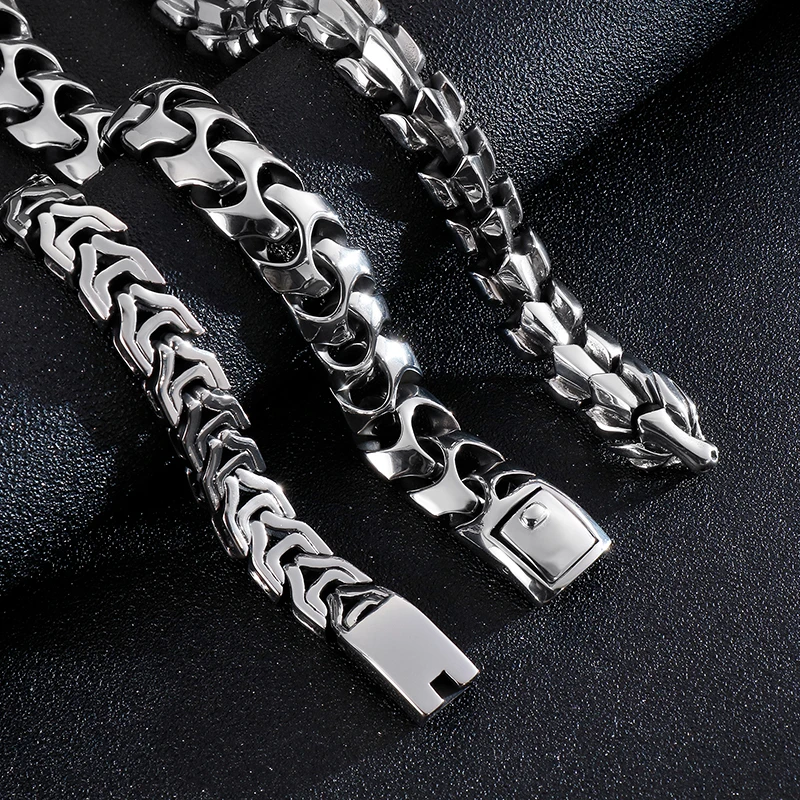Hip-Hop Geometric Titanium Steel Plating Bracelets 1 Piece 3 Hip-Hop Geometric Titanium Steel Plating Bracelets 1 Piece - Image 3