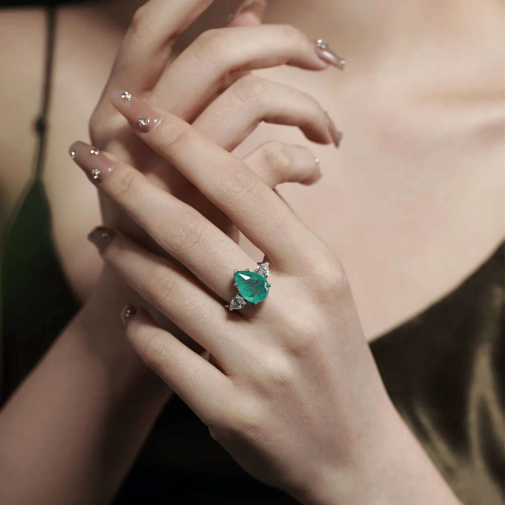 Glam Water Droplets Sterling Silver Plating Zircon Rings 2 Glam Water Droplets Sterling Silver Plating Zircon Rings - Image 2