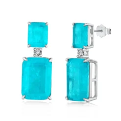 Luxurious Rectangle Sterling Silver Plating Zircon Drop Earrings 1 Pair -Deals Glis Jewel Store 1612330724252323840