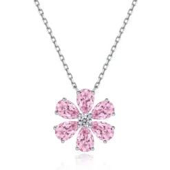 Glam Flower Sterling Silver Inlay Zircon Pendant Necklace -Deals Glis Jewel Store 1613793646396706816