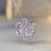 Glam Flower Sterling Silver Inlay Zircon Pendant Necklace