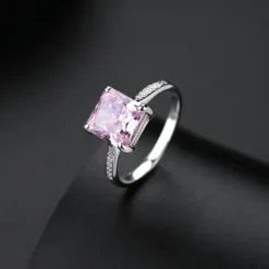 Fashion Simple Style Square Sterling Silver Inlay Zircon Rings 1 Piece -Deals Glis Jewel Store 1619964134911250432