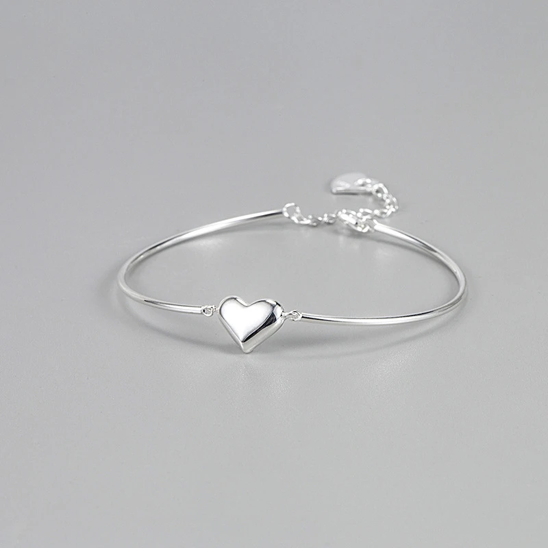 Fashion Heart Shape Silver Plating Bracelets 1 Piece 6 Fashion Heart Shape Silver Plating Bracelets 1 Piece - Image 6