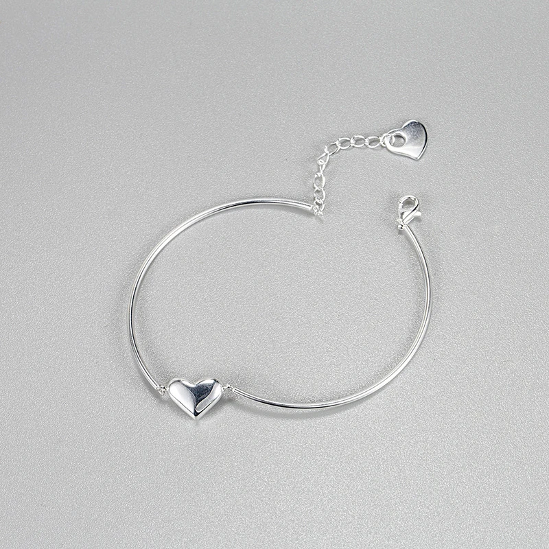 Fashion Heart Shape Silver Plating Bracelets 1 Piece 5 Fashion Heart Shape Silver Plating Bracelets 1 Piece - Image 5