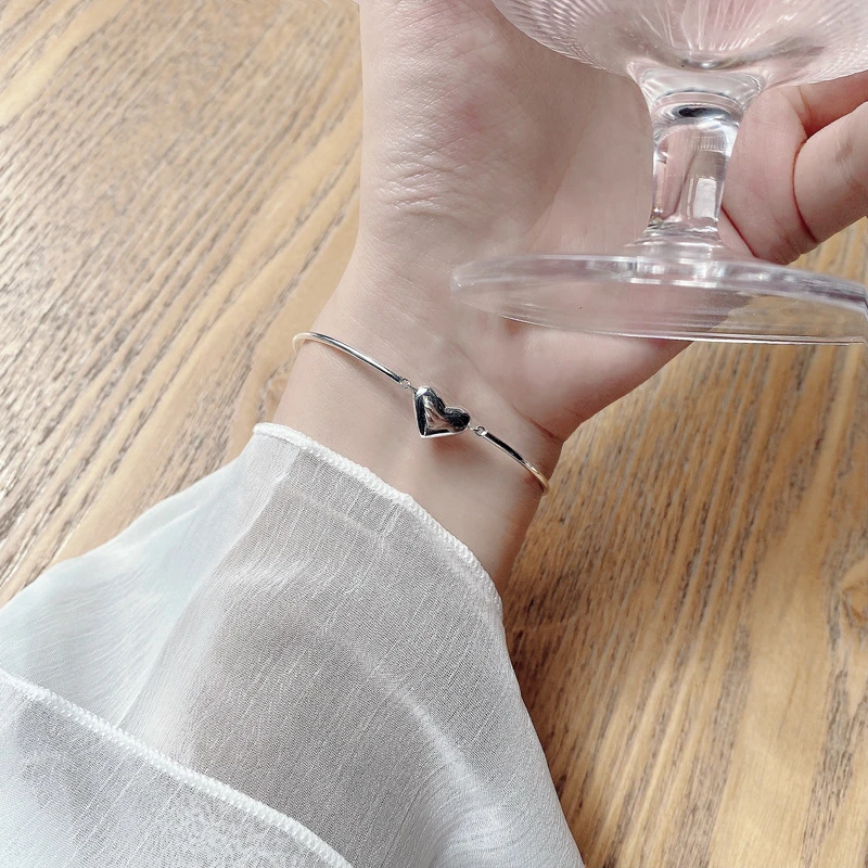 Fashion Heart Shape Silver Plating Bracelets 1 Piece 3 Fashion Heart Shape Silver Plating Bracelets 1 Piece - Image 3