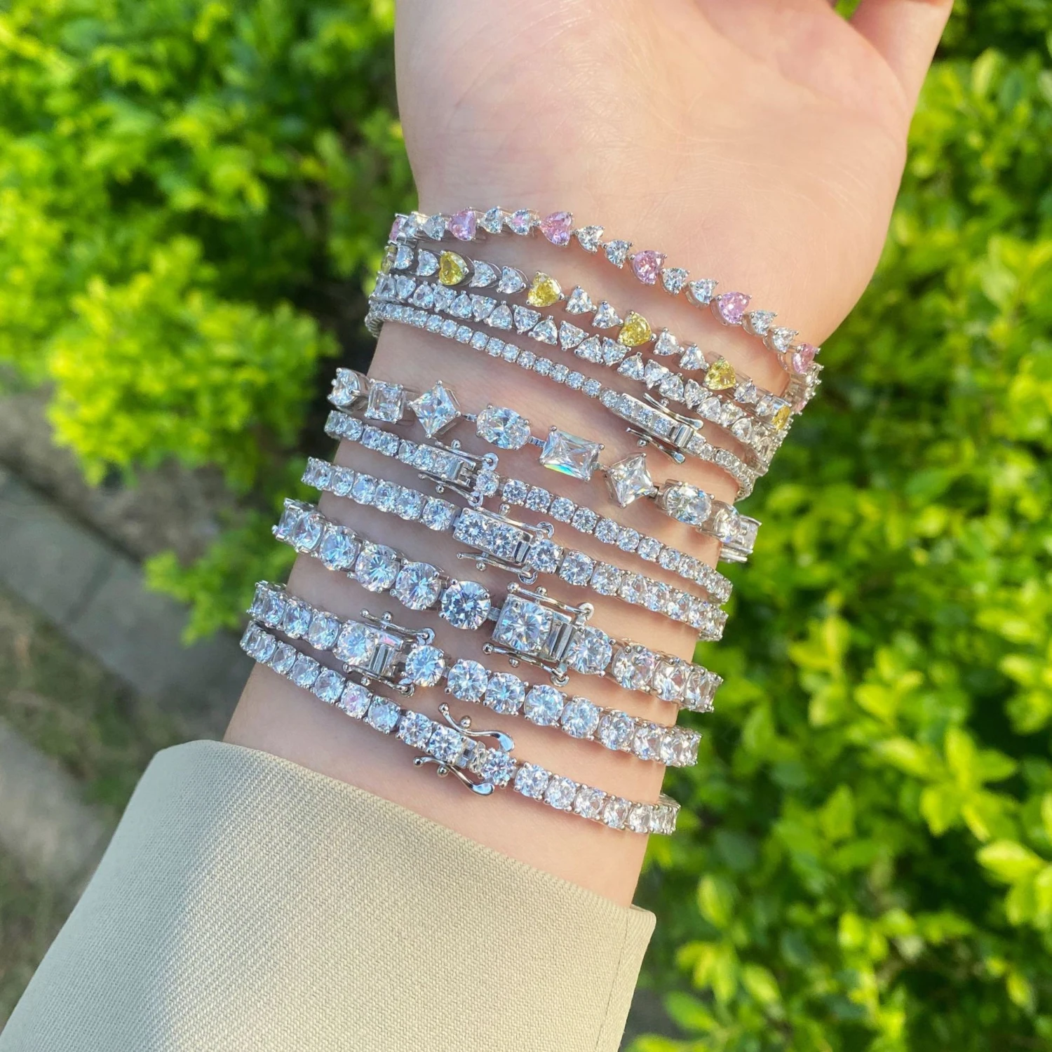 Simple Style Round Sterling Silver Inlay Zircon Bracelets 1 Piece 6 Simple Style Round Sterling Silver Inlay Zircon Bracelets 1 Piece - Image 6