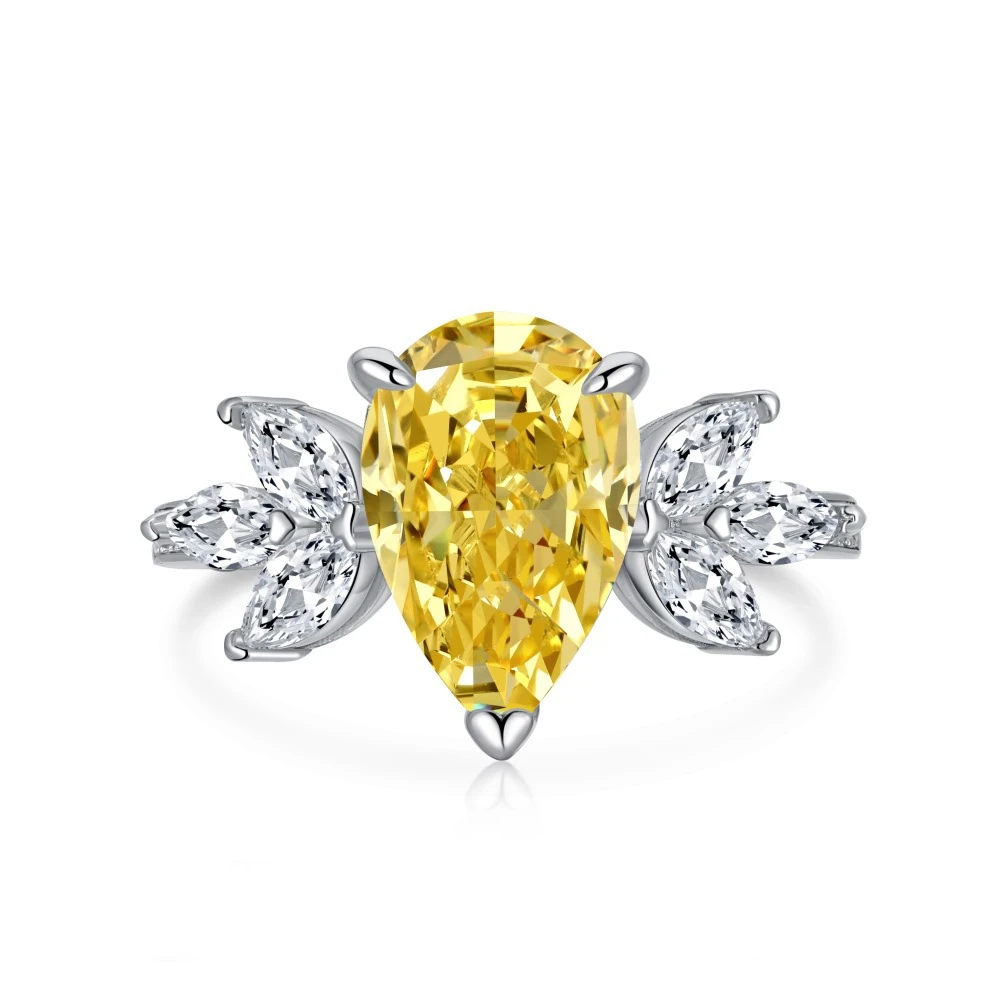 Elegant Lady Geometric Water Droplets Rhombus Sterling Silver High Carbon Diamond Rings In Bulk 3 Elegant Lady Geometric Water Droplets Rhombus Sterling Silver High Carbon Diamond Rings In Bulk - Image 3