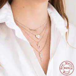 1 Piece Fashion Letter Sterling Silver Plating Inlay Rhinestones Necklace -Deals Glis Jewel Store 1625657300817678337