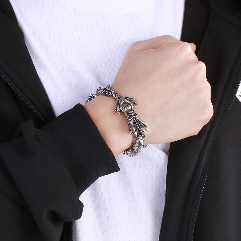 1 Piece Hip-Hop Dragon Titanium Steel Bangle 8 1 Piece Hip-Hop Dragon Titanium Steel Bangle - Image 8