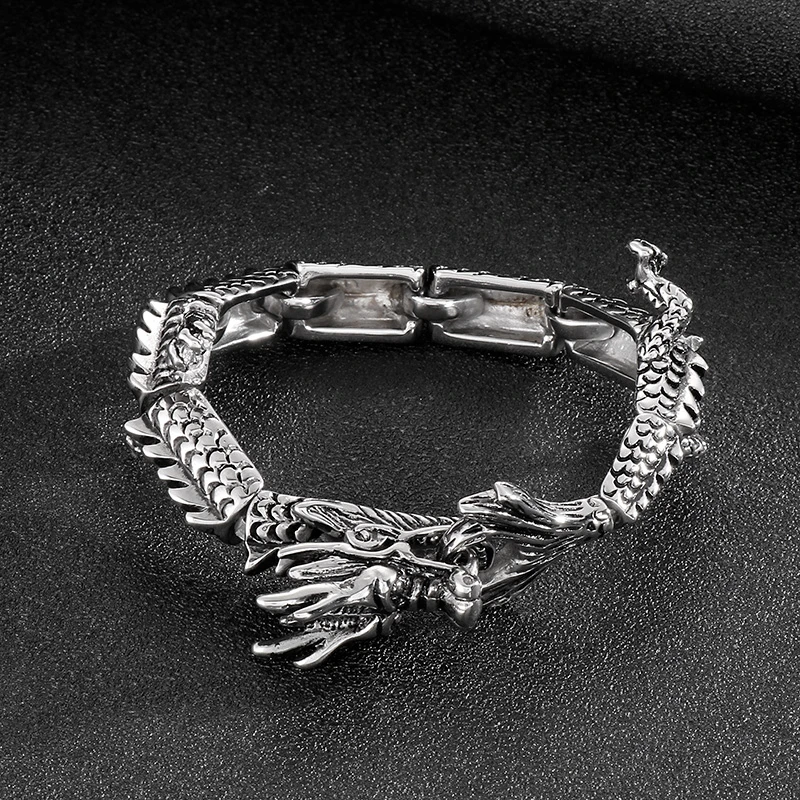 1 Piece Hip-Hop Dragon Titanium Steel Bangle 4 1 Piece Hip-Hop Dragon Titanium Steel Bangle - Image 4