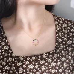 1 Piece Fashion Circle Sterling Silver Inlay Zircon Necklace -Deals Glis Jewel Store 1626475085416239104
