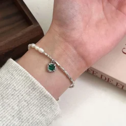 1 Piece Simple Style Square Sterling Silver Patchwork Inlay Zircon Bracelets