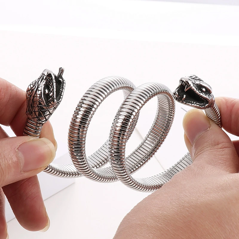 1 Piece Hip-Hop Snake Titanium Steel Plating Bangle 3 1 Piece Hip-Hop Snake Titanium Steel Plating Bangle - Image 3