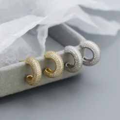 1 Pair Shiny C Shape Sterling Silver Inlay Zircon Ear Studs -Deals Glis Jewel Store 1630137649996107776