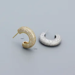 1 Pair Shiny C Shape Sterling Silver Inlay Zircon Ear Studs -Deals Glis Jewel Store 1630137733244653568