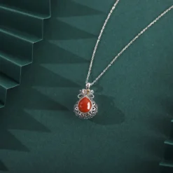 1 Piece Retro Water Droplets Sterling Silver Plating Artificial Gemstones Pendant Necklace