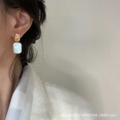 1 Pair Retro Square Freshwater Pearl Drop Earrings -Deals Glis Jewel Store 1632946168700997632