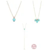 Fashion Water Droplets Tassel Sterling Silver Inlay Turquoise Zircon Necklace