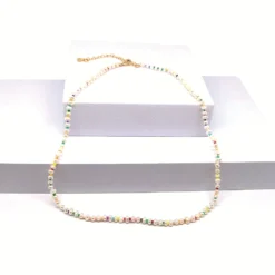 1 Piece Fashion Round Freshwater Pearl Seed Bead Beaded Necklace