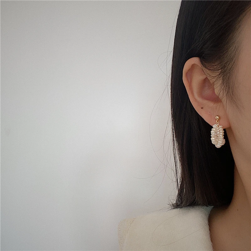 1 Pair Retro Solid Color Freshwater Pearl Beaded Drop Earrings 5 1 Pair Retro Solid Color Freshwater Pearl Beaded Drop Earrings - Image 5