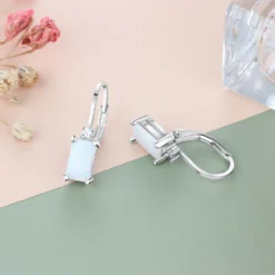 1 Pair Simple Style Square Sterling Silver Plating Inlay Gem Earrings