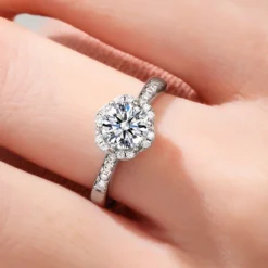 Classic Style Hexagram Round Sterling Silver Inlay Moissanite Rings -Deals Glis Jewel Store 1636618617523146752