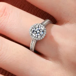 Classic Style Hexagram Round Sterling Silver Inlay Moissanite Rings -Deals Glis Jewel Store 1636619214712344576