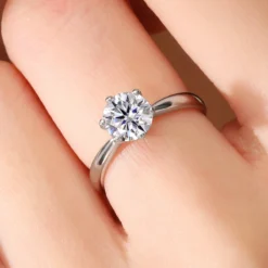 Classic Style Hexagram Round Sterling Silver Inlay Moissanite Rings -Deals Glis Jewel Store 1636650390399356928